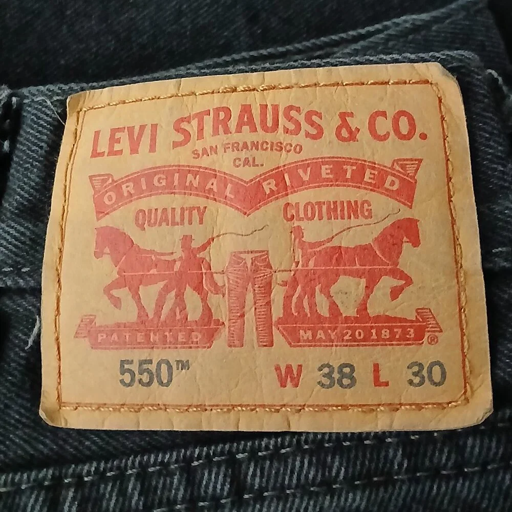 Levis Jeans 550 Relaxed Mens 38X29 Baggy 100% Cotton Black Denim